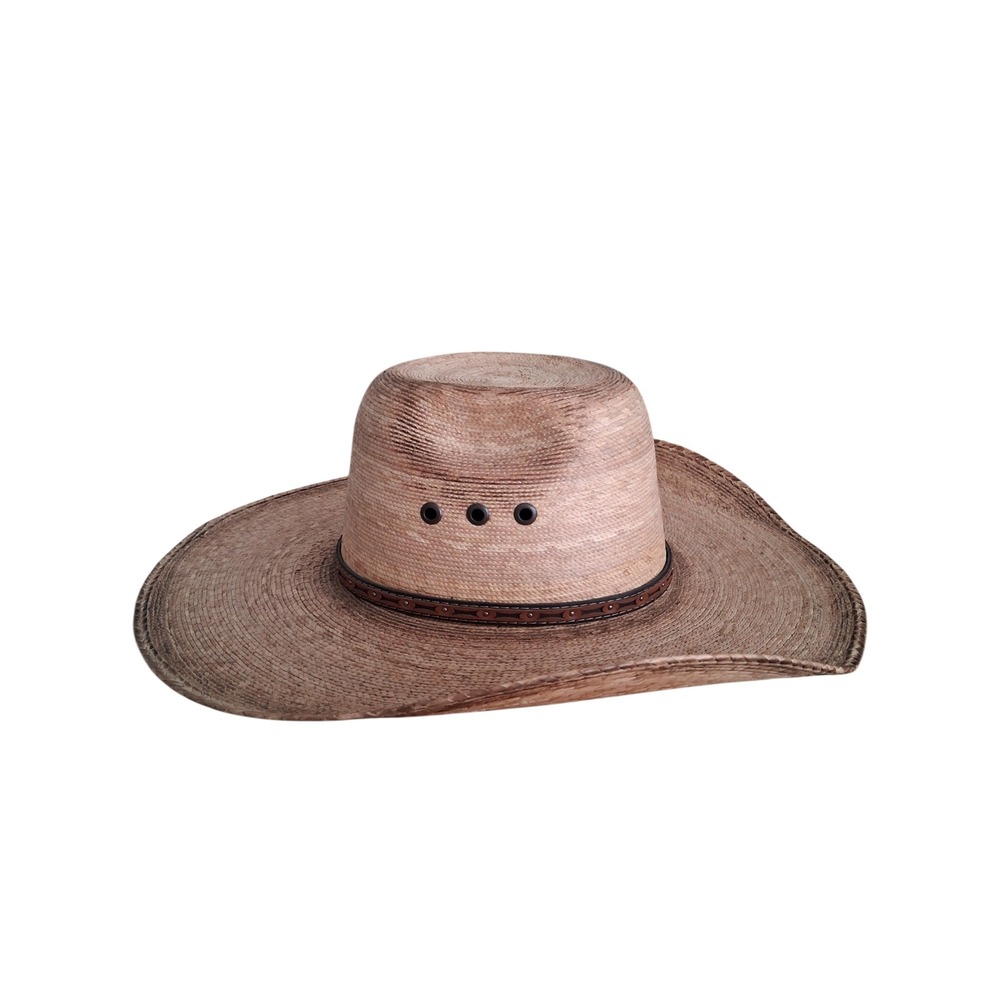 ARIAT Western Men's Fired Palm Leaf Straw Western Cowboy Hat Sun Protection Farm - Picture 2 of 16